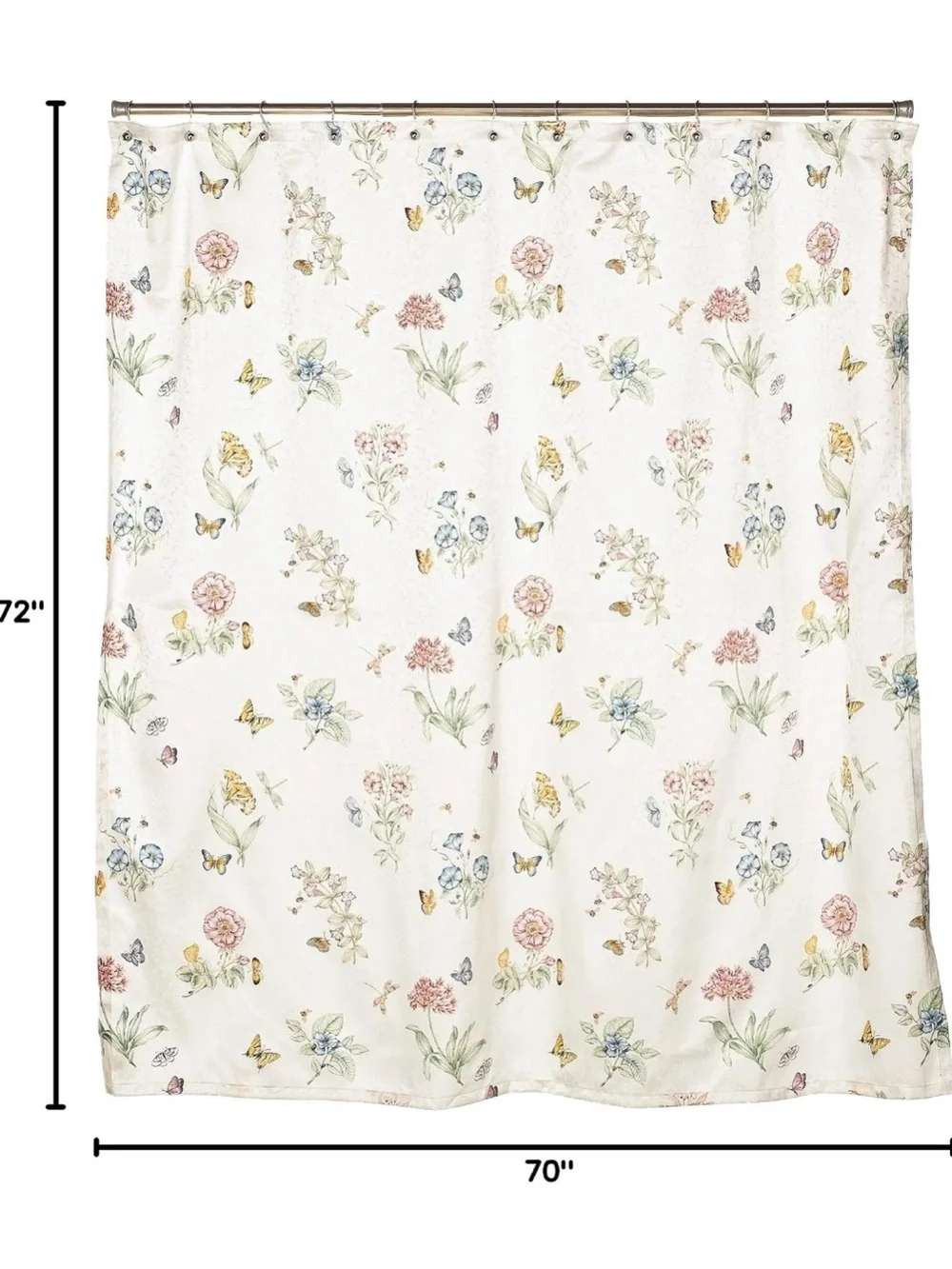 Lenox Butterfly Meadows Shower Curtain and 5 Bathroom Towel Set - Bath and Hand